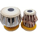 Zaza Percussion - Tabla Drum Set - Bayan Drum &amp; Finest 5.5 Wood Dayan with Hammer, Cushions and Cover (Chrome Steel Bayan)