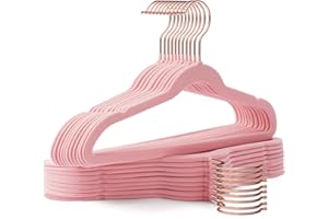 Uinicor Kids Hangers 50 Pack,14 Inch Kids Velvet Hangers Slim & Space-Saving,Baby Clothes Hangers with 360 Swivel Hook,Heavy Duty Hanger for Infant & Childrens Coats, Pants,and Dress (Pink)