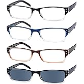 Eyekepper Reading Glasses-4 Pack Include Reading Sunglasses for Women Men Reading Under The Sun,Two-Tone Reader Eyeglasses