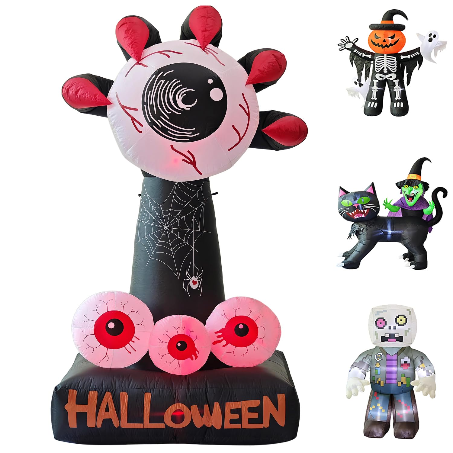 Photo 1 of 1pc. LANGXUN 8ft Hell's Eye Spooky 2025 Halloween Inflatable Decorations - Eyeball & Claws Yard Prop with LED Effect for Indoor Outdoor Lawn, Garden, Patio Cute Skeleton Ghost Holiday Party Decor