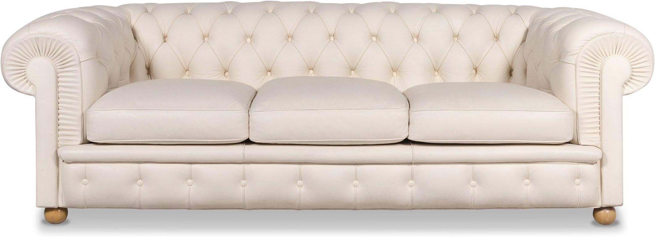 Poltrona Frau Chester Leather Sofa Cream White Three-Seater Retro Renzo Woman Couch