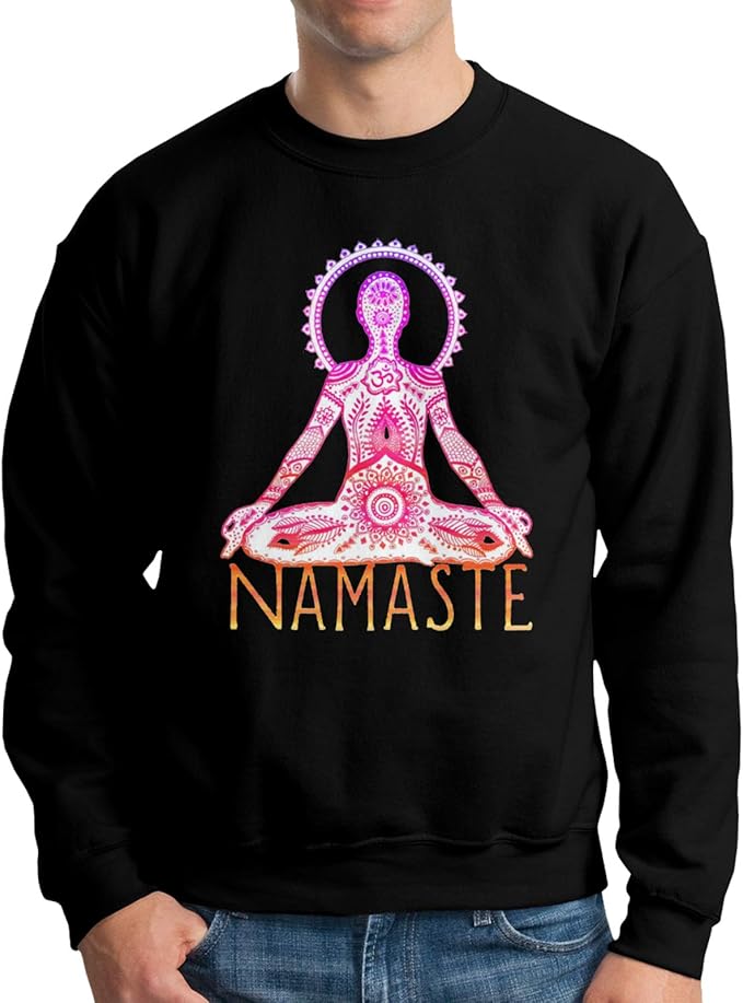 Amazon.com: Namaste Men Cotton Crewneck Pullover Sweatshirt Hoodies Black: Clothing