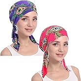 XYIYI 2 Pieces Womens Cashew Chemo Headwear Hat Turban Beanie, Pre-Tied Cancer Head Wrap Bandana for Hair Loss
