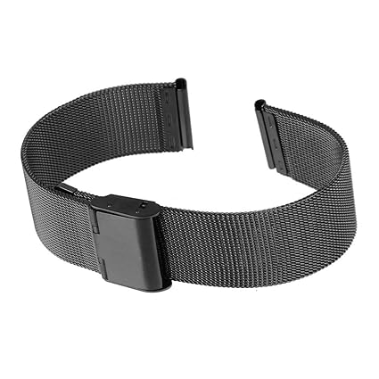 Weimob Unisex Edelstahl Uhrenarmband Schwarz/Silber Milanaise Maschen Modeschmuck Gerade Anstoß mit Faltschließe 18mm/20mm/22