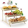YHOSSEUN Large 3 Tier Serving Tray with Serving Stand, Serving Dishes for Entertaining, Tiered Serving Tray for Valentines Day, Suitable for Dessert Table Display Set Catering Supplies, 12 inch Gold