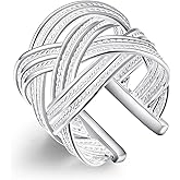 WPPHXY 925 Sterling Silver Ring Minimalist High Polish Open Adjustable Rings Statement Ring Silver Jewelry for Women
