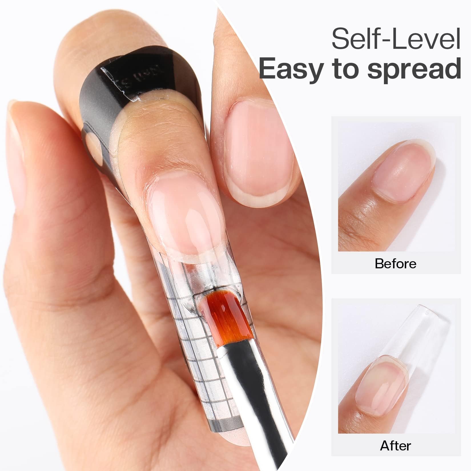 Morovan Solid Builder Gel for Nails: UV/LED Hard Gel Kit - Clear 2oz Strong 3D Sculpting Extension Strengthen Professional Art Manicure Set with Forms & Brush Supplies - Image 5