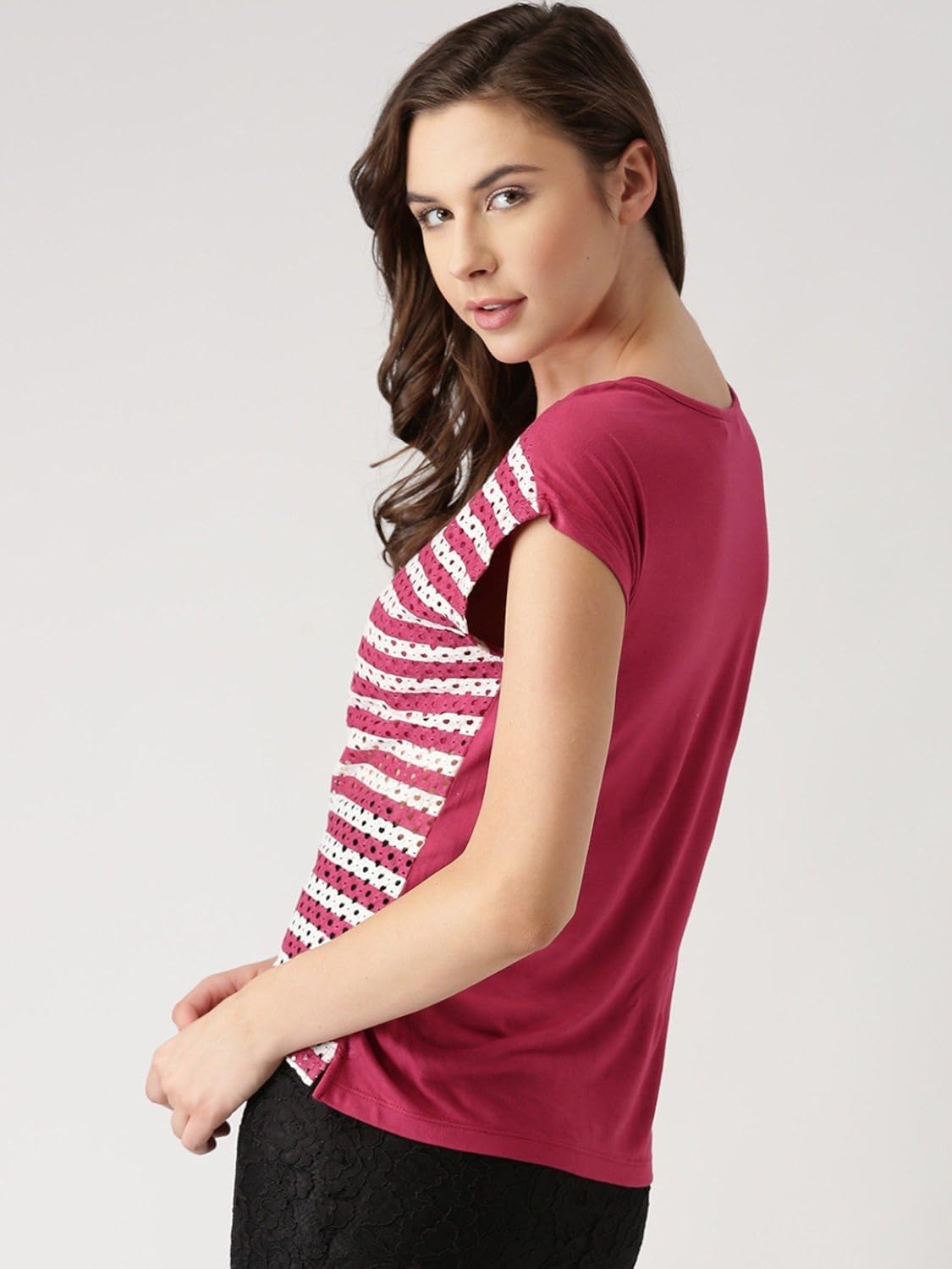 marie claire women's top (mc548--l, brown, large)