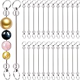 SNOMEL 50 Pieces Silver Blank Beadable Keychains Bar Bulk, Metal Keychain Making Kit for DIY Charms Jewelry Hardware Craft Supplies Accessories Pendant Items Beads Excluded