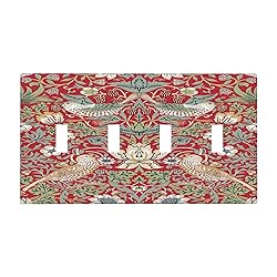 William Morris Strawberry Thief Botanical Red Green