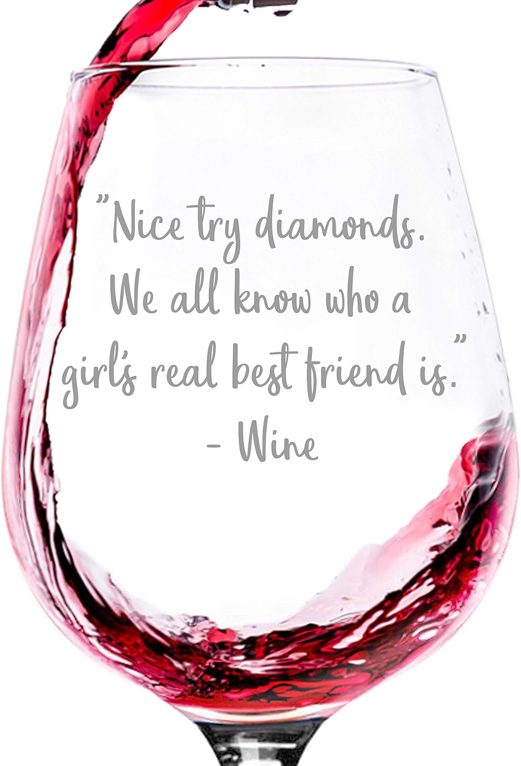 Girl's Best Friend Funny Wine Glass - Cool Wine Gifts for Women, Friend, Mom - Unique Gag Mother's Day Gifts for Wife, Her - Top Birthday Present Ideas from Husband, Son, Daughter - Fun Novelty Gift