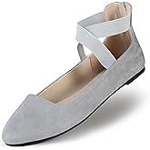 EMMA NEW YORK Women's Comfortable Ballet Flats with Strap, Ballerina Flats with Elastic Ankle Straps for Women Renaissance Shoes Women Flat Ballerina Shoes