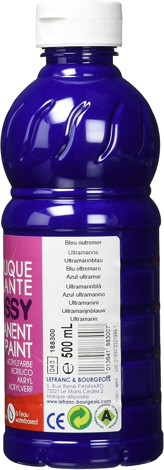 Lefranc & Bourgeois Glossy Children Acrylic 250 ml Tube, Acrylic Paint, ultramarine, Kinder - Acrylfarbe - 500ml Flasche - Image 3