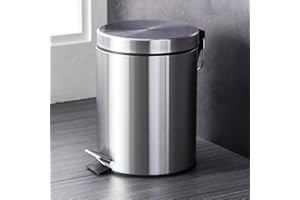 Upgraded 10.2 Inch Stainless Steel Trash Can, Pedal Operated Covered Stainless Steel Mini Trash Can, Suitable for Kitchen, Wo