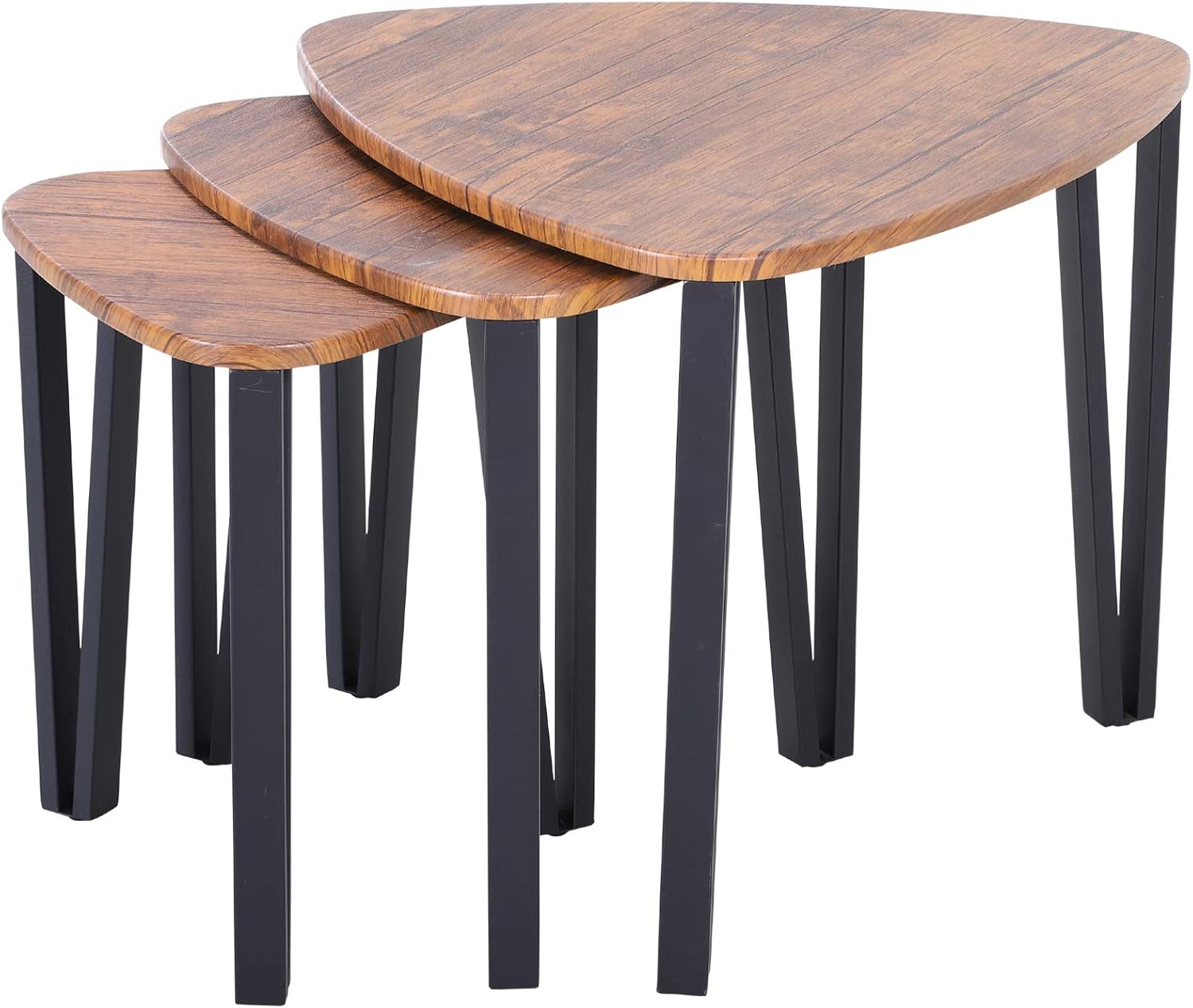 Industrial Nesting Coffee Table, Set of 3 Stackable Triangle