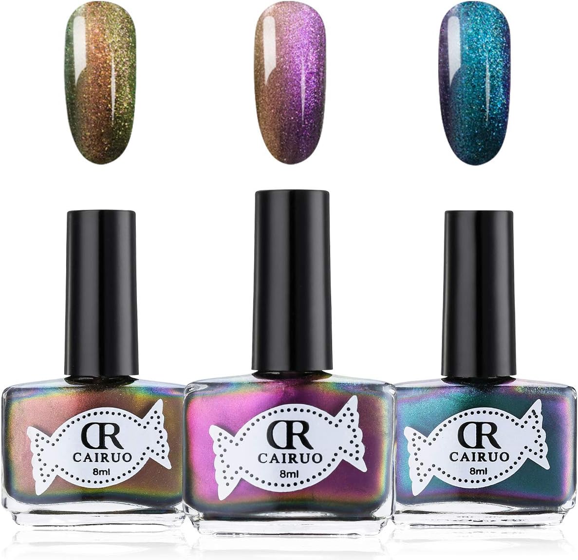 SKYMORE 3PCS Shade Shifter Multichrome Nail Polish Mirror Chameleon Chrome Nail Polish Set 02