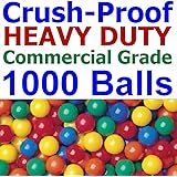 1000 pcs Commercial Grade Crush-Proof Plastic Ball Pit Balls in 5 Colors - 3.1" Air-Filled 100% non-PVC Phthalate Free LDPE Plastic - 90 Days Guaranteed