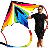 Doinfly Triangular-Shaped Kite - Easy to Control, with an Eye-catching Design, it is Perfect for Outdoor Entertainment and Suitable for Beginners to use. (Charger Delta Kite -Rainbow, 1.4m)