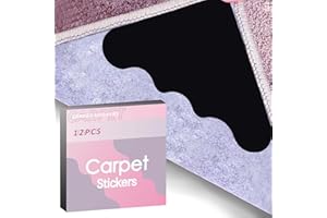 ZUO XI Rug Gripper, Non Slip Rug Tape, Anti Curling Rug Pad, Washable Reusable Double Sided Stickers for Hardwood Floors, Tile Floors, Carpets, Floor Mat. (12), Black