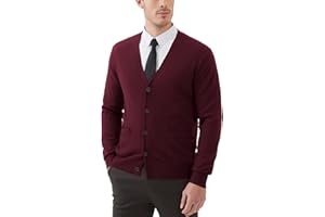 Kallspin Men's Cardigan Sweaters Wool Blend V Neck Button Down Sweaters with Pockets