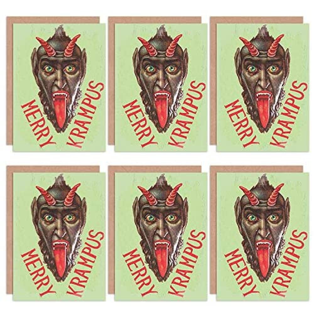Wee Blue Coo Christmas Cards x6 Krampus Anti Santa Funny Devil Merry Krampus