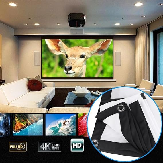QUICKLYLY PVC Pantalla Plegable para Proyector 60/72/84/100/120 ...