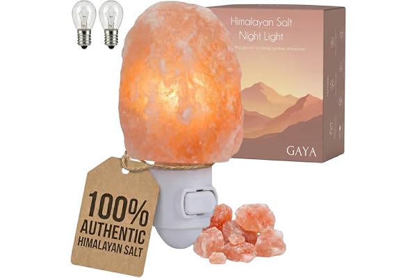 Himalayan Salt Night Light Plug in - Salt Rock Lamp for Bedroom, Bathroom & Hallway | 360 Rotating Plug | Warm Amber Glow | C