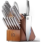 KnifeSaga Kitchen Knife Set 14 Piece Premium Japanese High Carbon Stainless Steel Knife Block Sets with Built-in Sharpener, Razor Sharp Knives Set for Kitchen, Quality Acacia Wood Block Knife Set