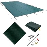Blue Wave Rectangular Inground Pool Safety Cover - 20-ft x 40-ft Rectangle Pool Cover with Complete Installation Hardware and an Inground Pool Cover Storage Bag - 2-Ply Mesh Pool Cover - Green