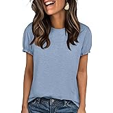 Cicy Bell Womens Ruffle Short Sleeve T Shirt Summer Casual Crew Neck Tops Loose Fit Basic Tees