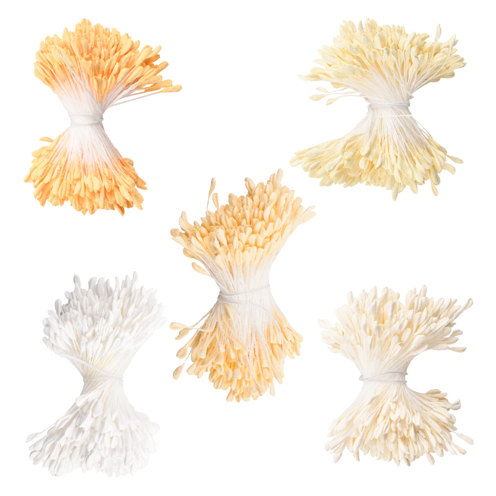 URROMA 1360 Pieces Yellow Stamens for Crafts, Stamens for Artificial Flowers DIY Wedding Party Home Scrapbook Decoration (Mixed color, 1700pcs)
