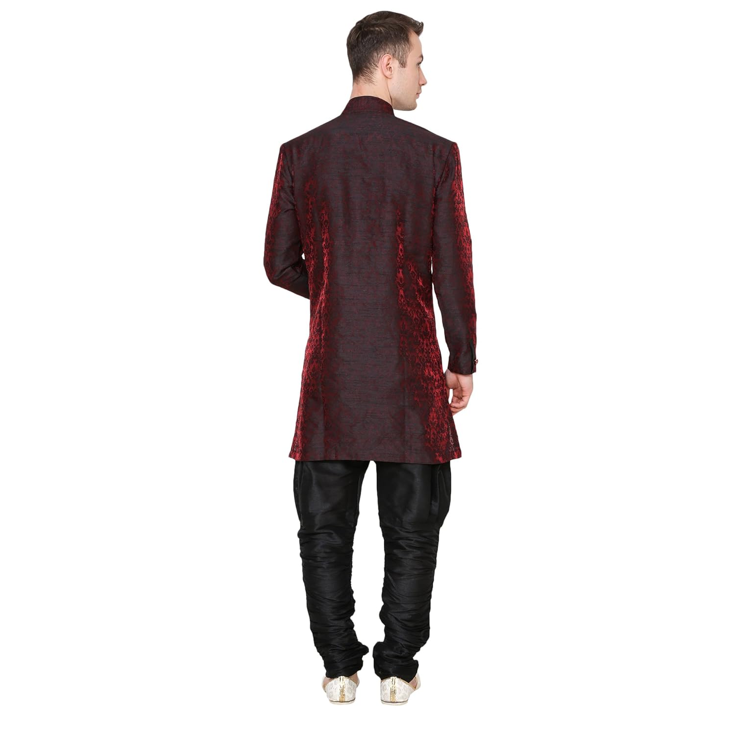 royal kurta mens jacqaurd silk floral print traditional indowestern