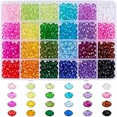 PH PandaHall 720pcs 8mm Crystal Beads for Jewelry Making, 24 Colors Acrylic Faceted Rondelle Beads Transparent Gem Bead Loose Bead for Bracelet Necklace Earring Jewelry Making and DIY Craft