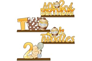 4PCS Classic Winnie 2nd Birthday Party Supplies, Pooh 2nd Table Centerpieces, Honey Theme Birthday Decorations, Table Centerp