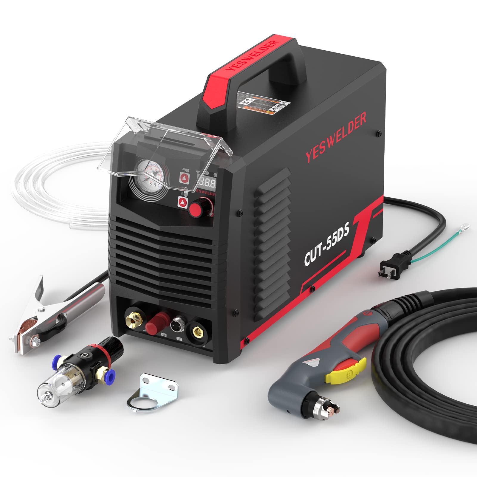 YESWELDER エアプラズマカッター プラズマ切断機 55Amp 100V/200V 最大切断厚20mm エアープラズマ切断機 LF低周波数 プラズマ 切断機 IGBT インバーター 2T 4T