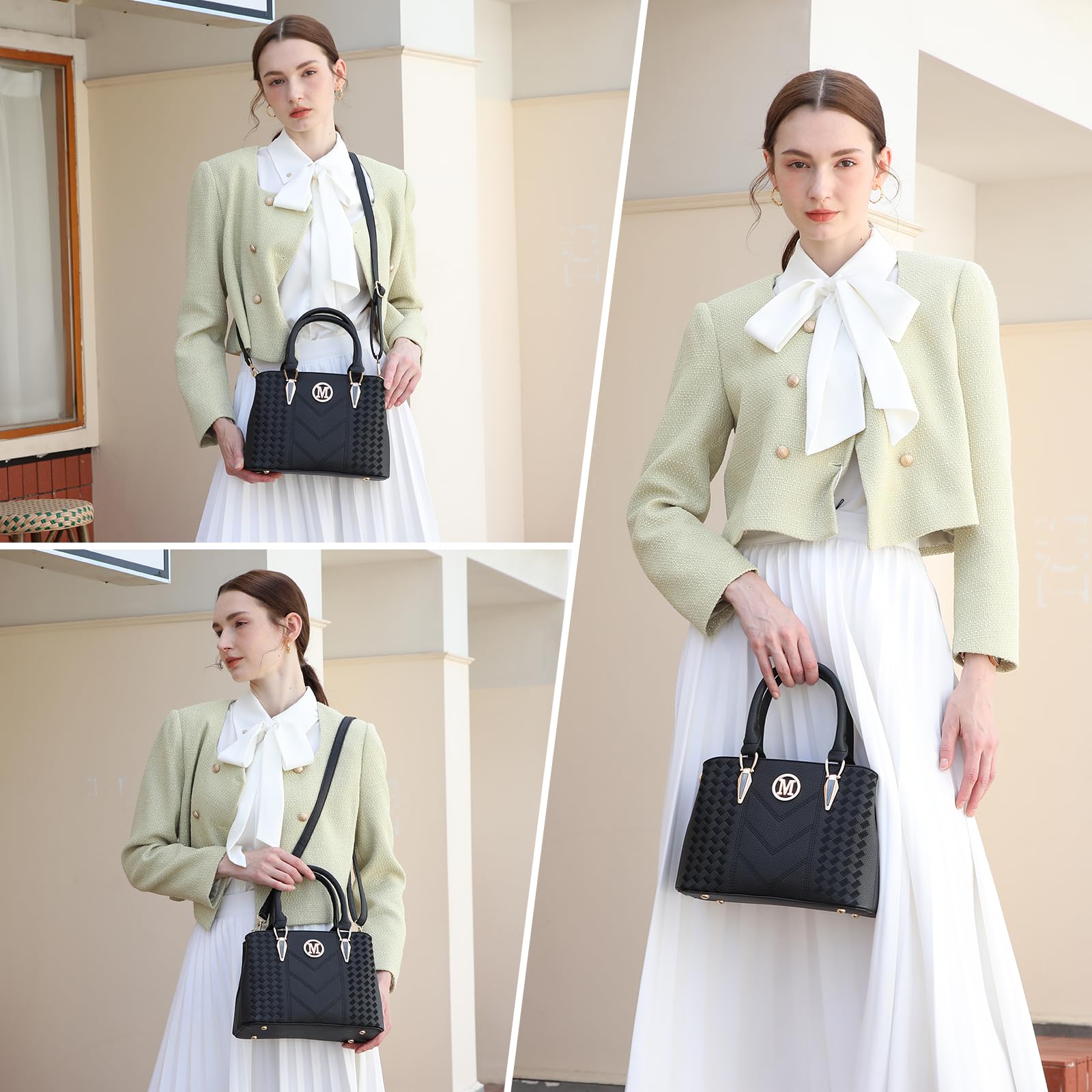 Miss Lulu Women's Medium Classic Handbag Shoulder Bag with Lychee Pattern Multiple Inner Pockets Shoulder Bag Work Leisure Everyday Bag