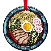 Ramen Lover Ornament 2025 – Japanese Noodle Bowl Christmas Ornament, Cute Foodie Xmas Tree Decoration and Fun
