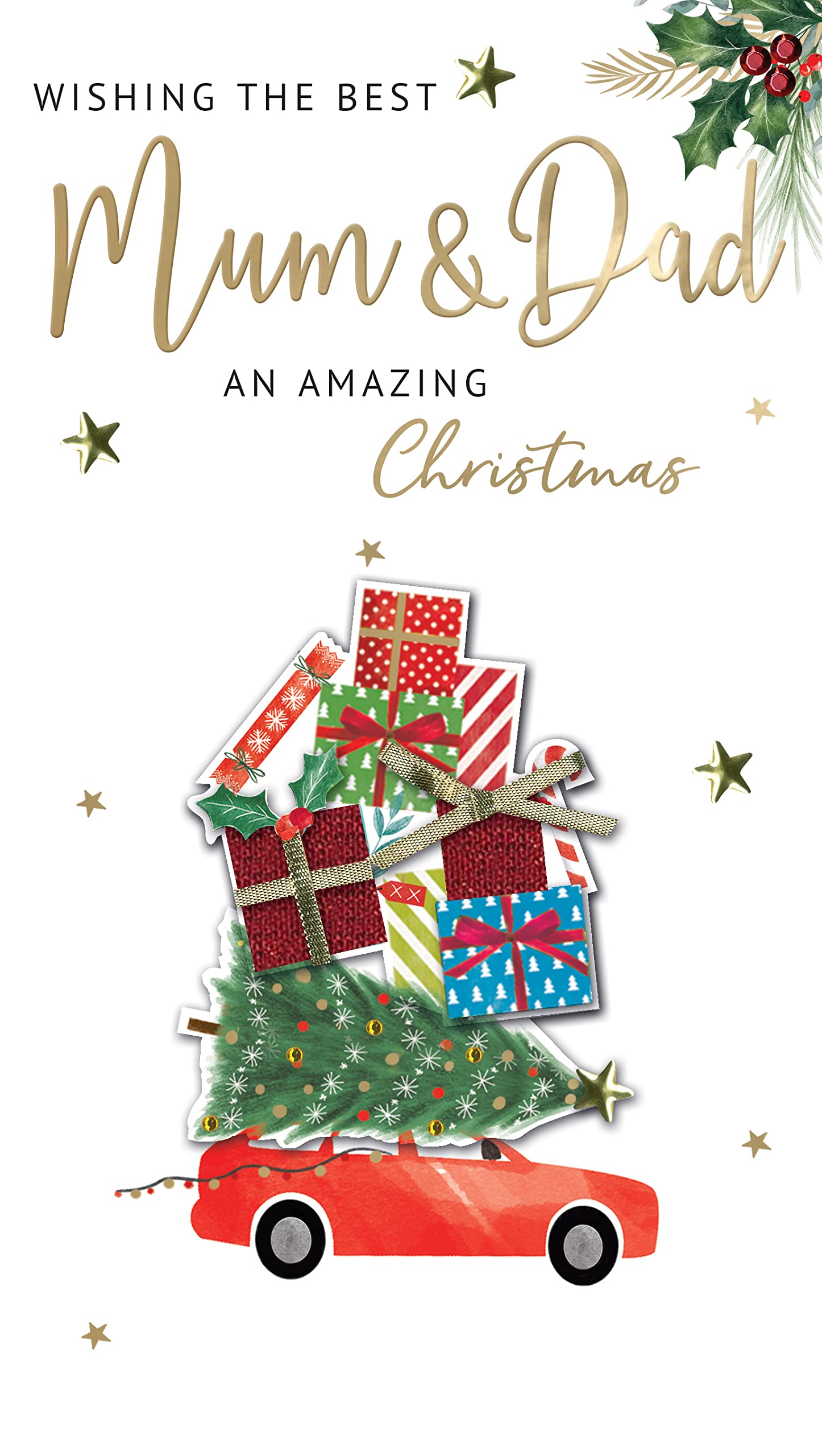 The Best Mum & Dad Embellished Christmas Card Hand-Finished Champagne Cards XCDC391