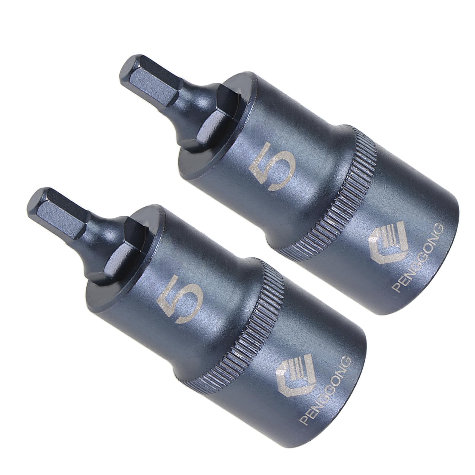 CoCud Hex Bit Socket, H5 Bit 1/2" Drive 2" Length, Star S2 Alloy Steel Cr-V Socket Blue - (Applications: for Fastener Application), 2-Pieces