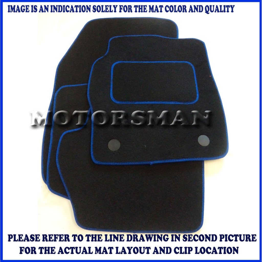 HONDA INSIGHT 2010 ON BLACK + BLUE TRIM TAILORED CAR FLOOR MATS CARPET