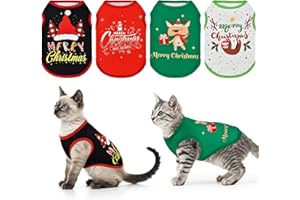 LyssKMK 4-Pack Christmas Dog Shirt for Small Doggies Dog Tank Top Tee Shirts Xmas Pet Cat Sleeveless Vest Puppy Christmas Outfit Clothes Costume for Small Medium Dogs S