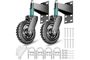 Aclastool Gate Wheel, 6 Inch Wheel Diameter, 13.1 Inch Overall Height, Spring-Loaded Heavy Duty Caster for Metal Tube & Wooden Gates, 550 lbs Capacity, Black, 2 Pack