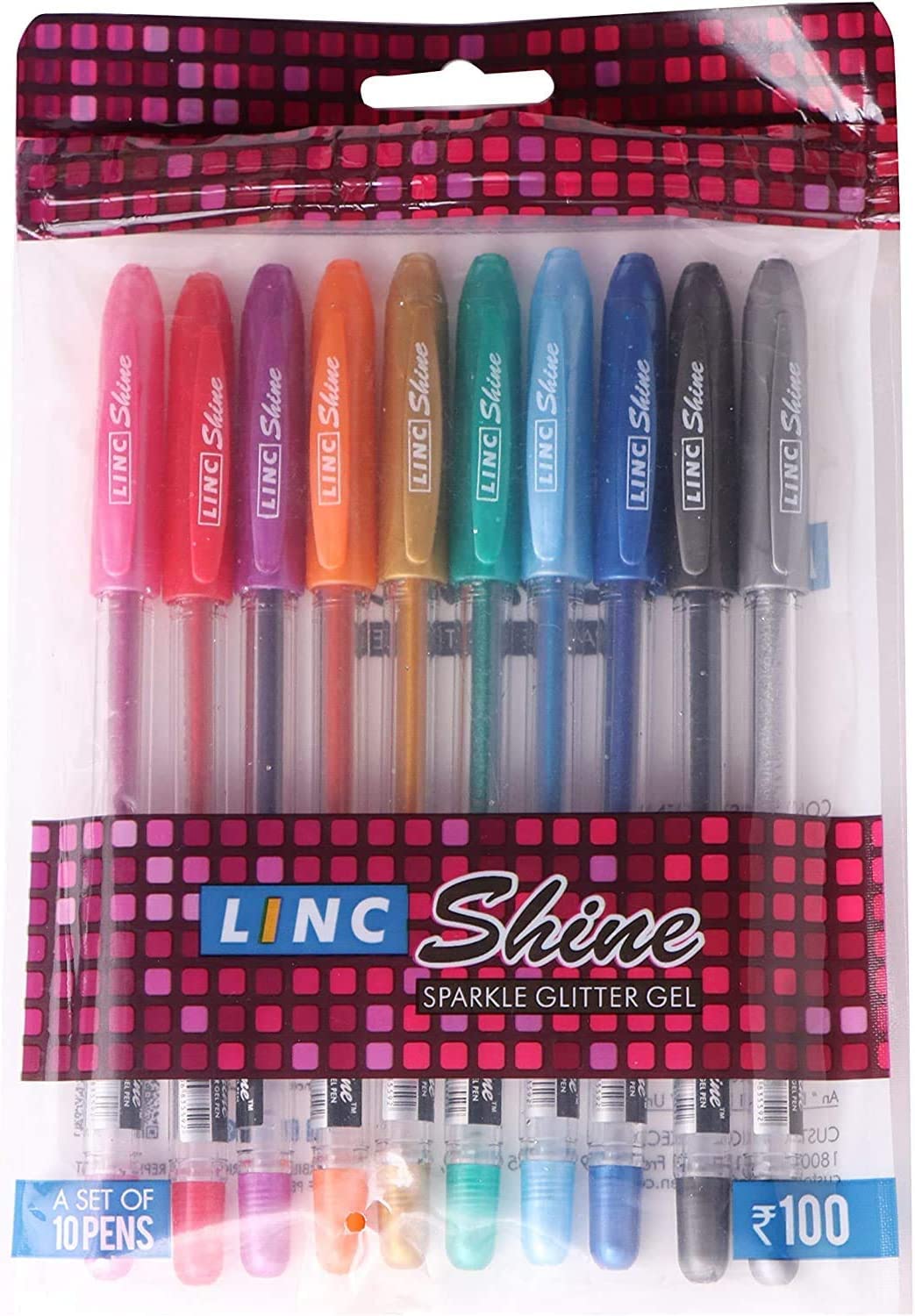 Sparkled GLITTER Gel Pens 0.7 mm FINE Tip 10 Vibrant Colours for Father's Day Mother's Day Card Writing - Pack of 10