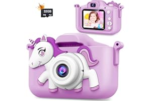 WEOLULI Kids Camera Birthday Gifts Toys for 3 4 5 6 7 8 Years Old Girls Boy,Christmas Toys for Girls Age 3-10,Toddler Cameras with 32GB SD Card-Purple