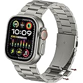 Anlinser No Tool Needed Bands Compatible with Apple Watch Band 49mm 46mm 45mm 44mm 42mm for Women Men, Stainless Steel Metal Strap Designed for iWatch Ultra 3/2/1 SE Series 11 10 9 8 7 6-1 (Titanium)