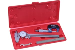 Anytime Tools Dial Caliper/Micrometer/Stainless Steel Ruler Professional Machinist Inspection Tool Set