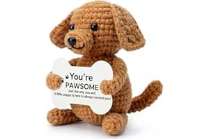 Handmade Crochet Puppy Plush Toy, Miniature Stuffed Animal Doll, Soft Yarn Dog Figurine, Cute Knit Companion for Desk Decor K