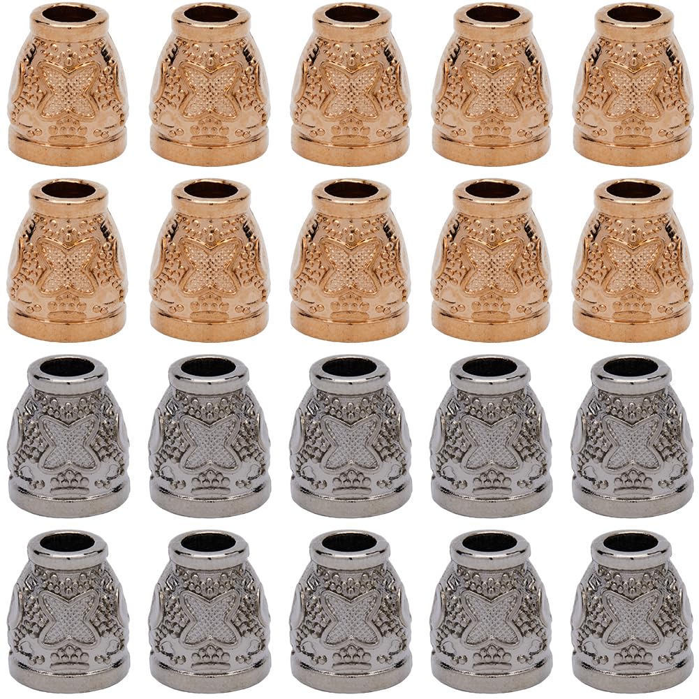 GORGECRAFT 20Pcs 2 Colors Metal Bell Stopper Toggle Clip Conical Cord Ends Lock Fastener Alloy Platinum and Light Gold Cone Rope End Stopper for Drawstring Lanyard Backpack Bag Hoodie Clothes DIY