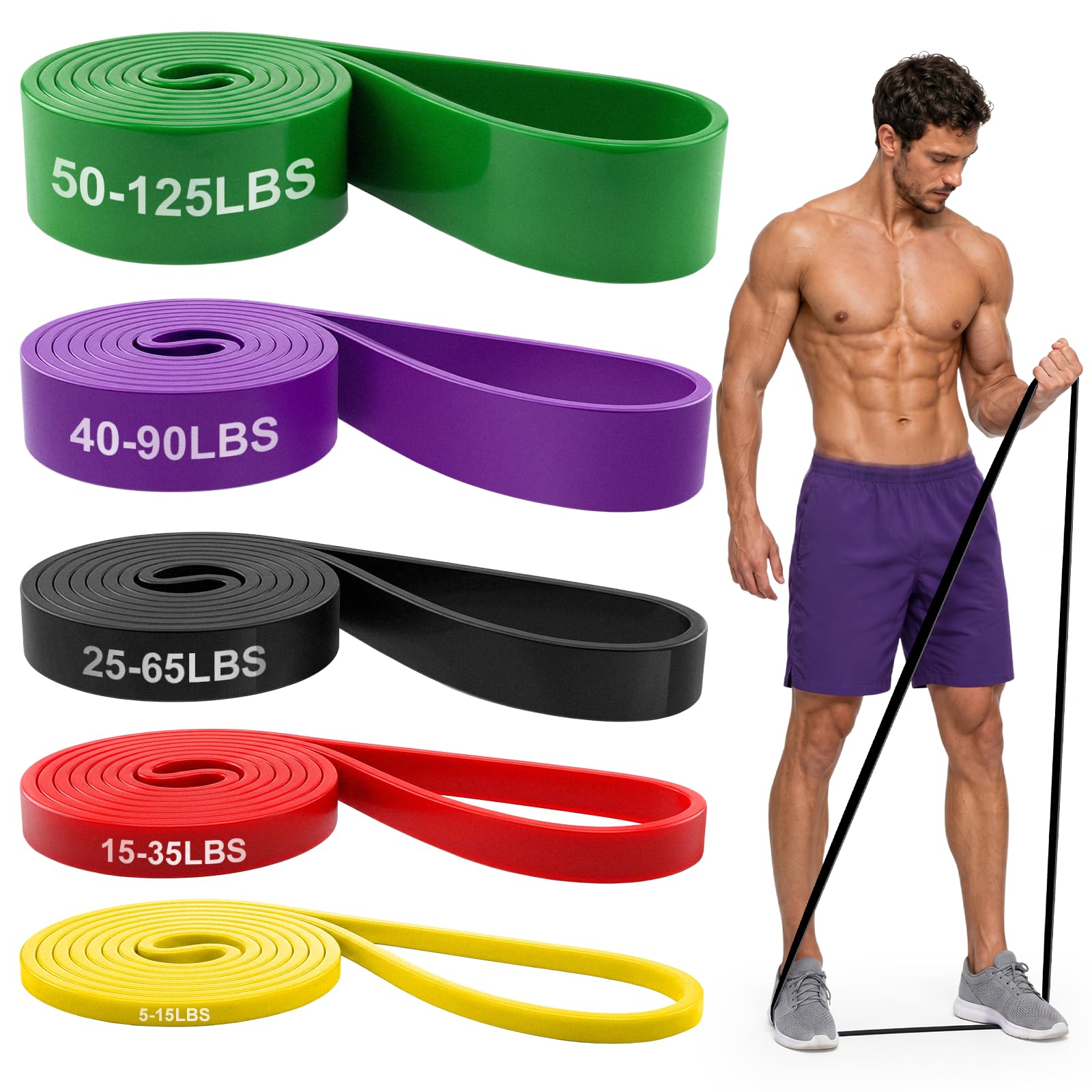 Renoj Resistance Bands for Working Out, 5 Levels Pull Up Assistance Bands Set for Workout, Exercise, Home Gym & Strength Trai
