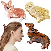 Bgffuy Cute Dachshund Corgi Golden Retriever Dog Claw Clips - Animal Cellulose Acetate Hair Clips for Women Girls, Puppy Lovers Funny Gifts (Pack of 3）